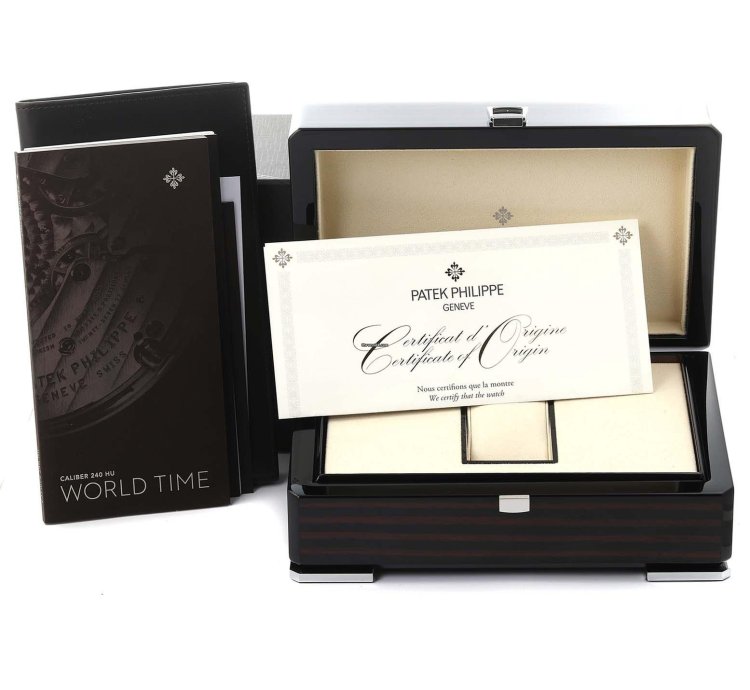 Patek Philippe World Time Complications White Gold Diamond Watch 7130g Box Papers