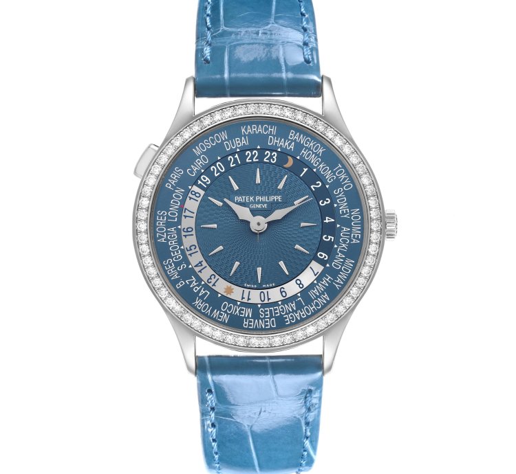 Patek Philippe World Time Complications White Gold Diamond Watch 7130g Box Papers