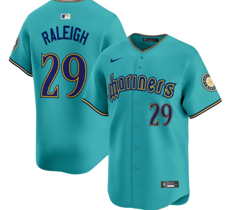 Cal Raleigh Jersey 29 Seattle Mariners 2025 Vapor Premier Limited Stitched Aqua