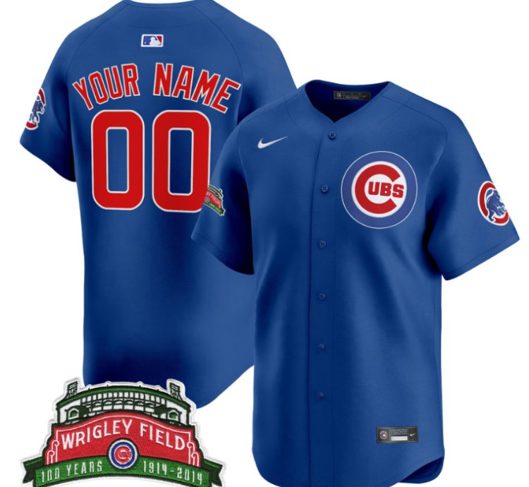 Custom Chicago Cubs Jersey Wrigley Field Style Vapor Premier Limited All Stitched Royal