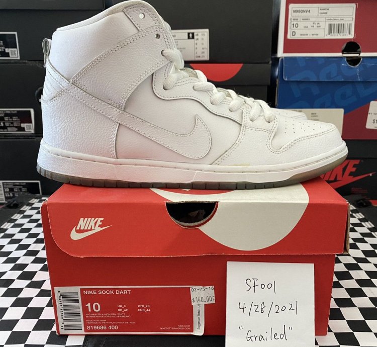 Used Nike Sb Dunk High Pro White Ice 2015 Size 10