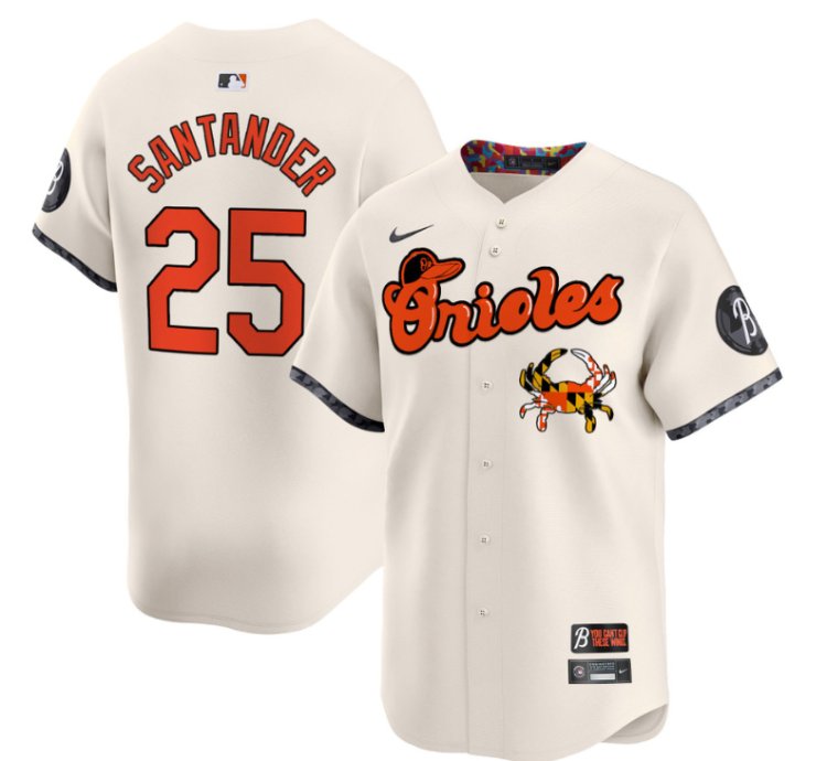Anthony Santander Jersey 25 Baltimore Orioles Maryland Blue Crab Vapor Stitched Cream