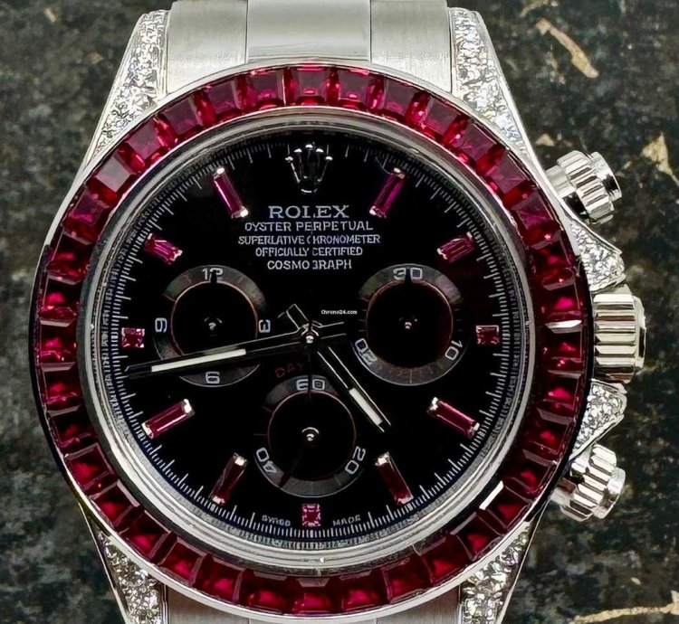 Rolex Daytona White Gold - 116509 - Red Sapphire - 126599tru - Custom Bezel