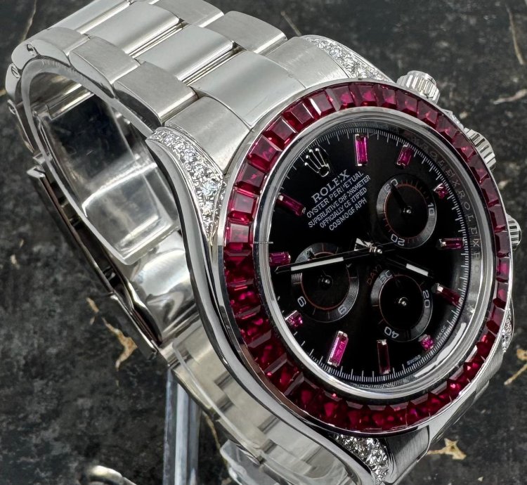 Rolex Daytona White Gold - 116509 - Red Sapphire - 126599tru - Custom Bezel