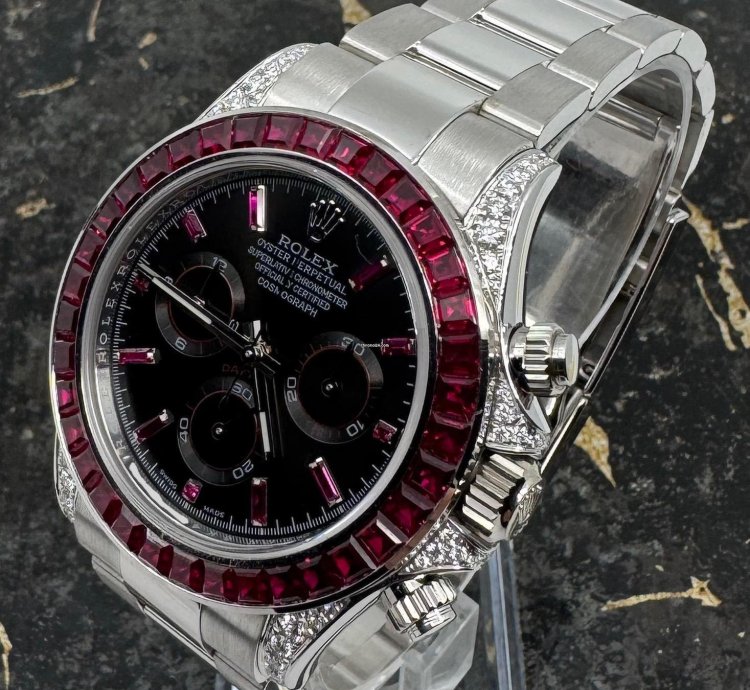 Rolex Daytona White Gold - 116509 - Red Sapphire - 126599tru - Custom Bezel