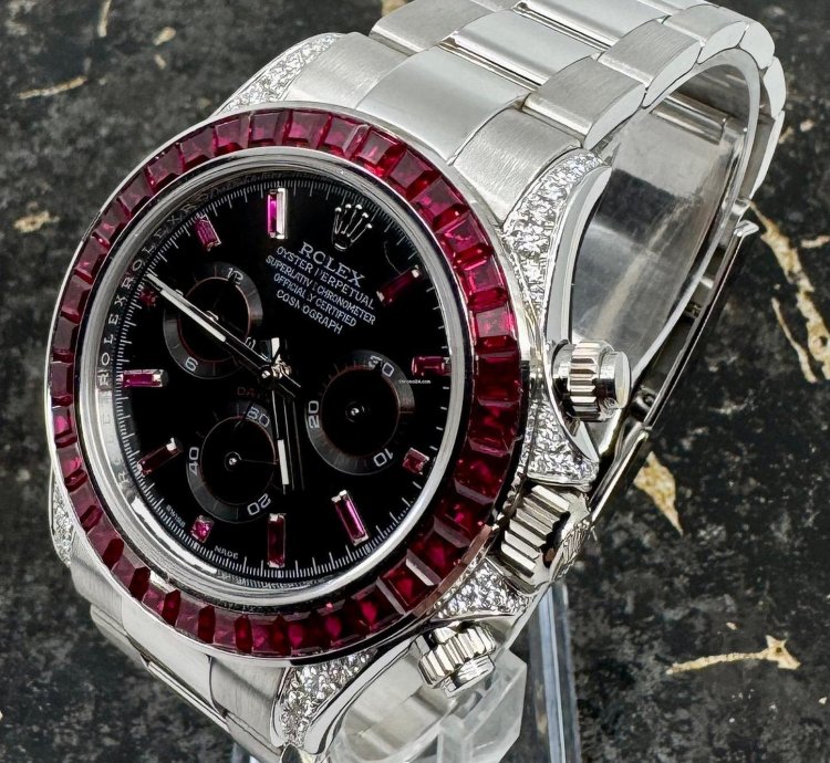Rolex Daytona White Gold - 116509 - Red Sapphire - 126599tru - Custom Bezel