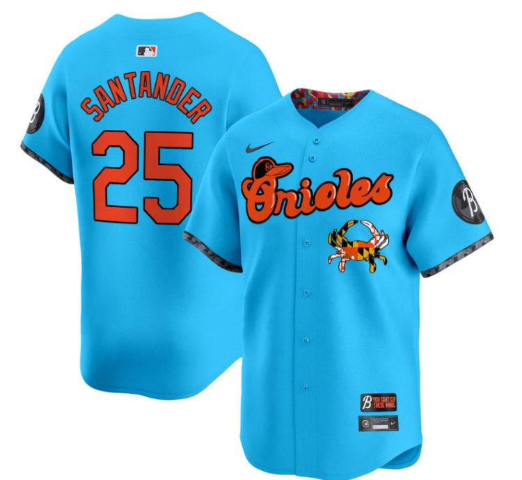 Anthony Santander Jersey 25 Baltimore Orioles Maryland Blue Crab Vapor Stitched Light Blue