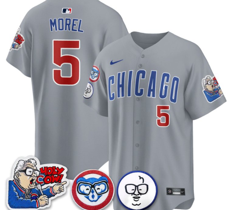 Christopher Morel Jersey 5 Chicago Cubs Harry Caray Holy Cow Patch Premier Limited Stitched Gray