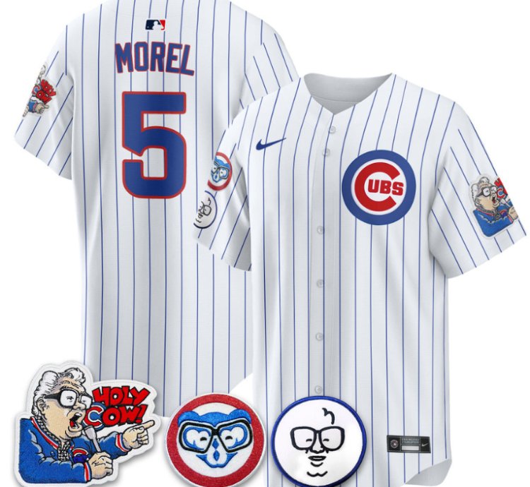 Christopher Morel Jersey 5 Chicago Cubs Harry Caray Holy Cow Patch Premier Limited Stitched White