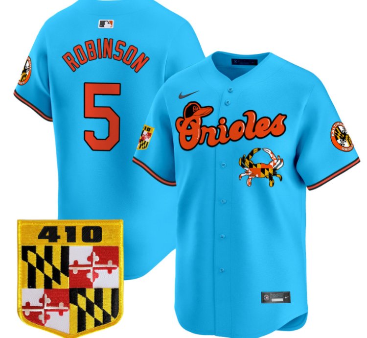 Brooks Robinson Jersey 5 Baltimore Orioles 410 Chesapeake Crab Patch Limited Stitched Light Blue