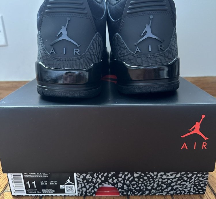 Nike Air Jordan Retro 3 Black Cat Mens Size 11 Ct8532-001