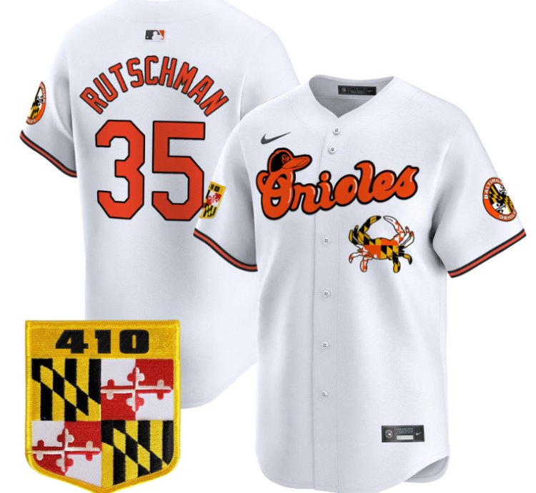 Adley Rutschman Jersey 35 Baltimore Orioles 410 Chesapeake Crab Patch Limited Stitched White
