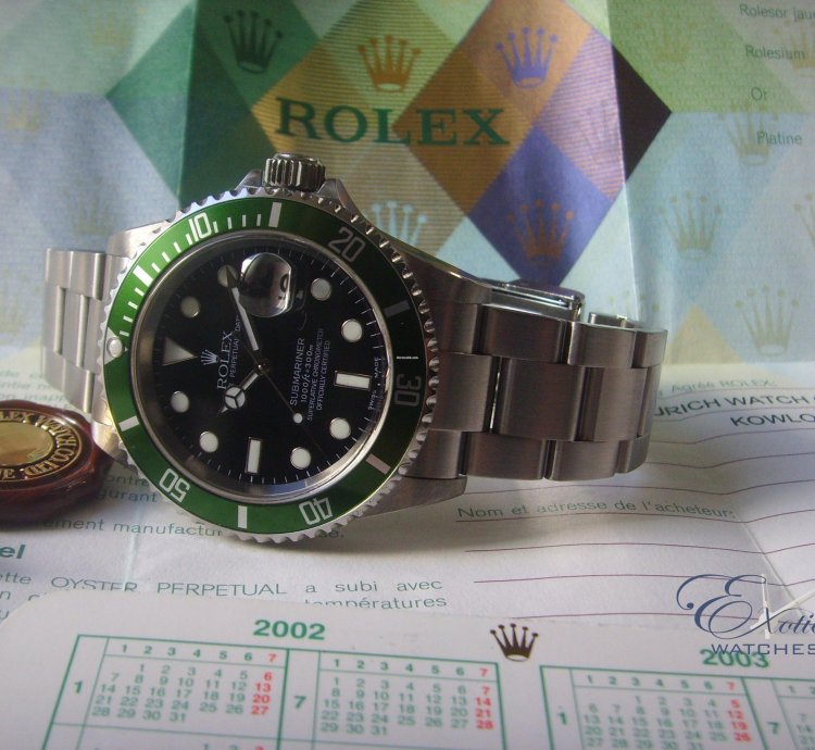 Rolex Submariner Date 2003 Serial Submariner Kermit Mark Flat Four Nos Condition With Papers