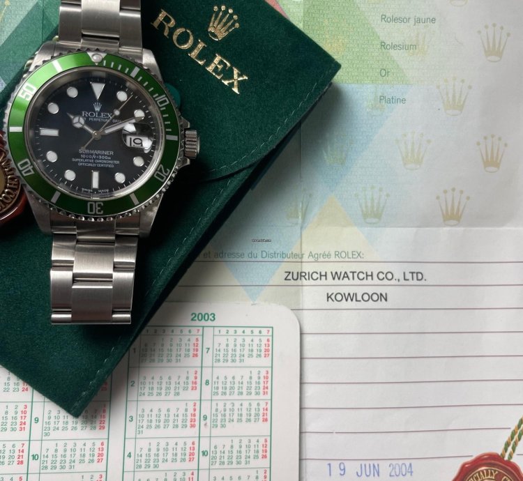 Rolex Submariner Date 2003 Serial Submariner Kermit Mark Flat Four Nos Condition With Papers