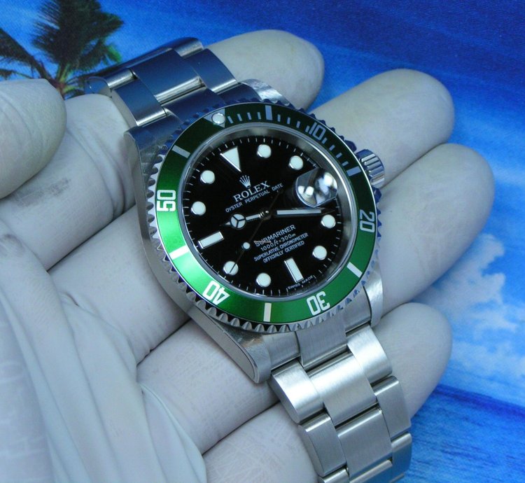 Rolex Submariner Date 2005 Submariner Kermit Nos With Stickers Boxes Papers Black Dial Green Bezel 16610lv