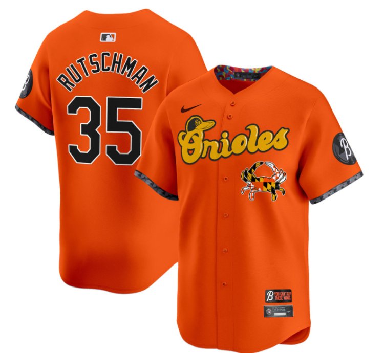 Adley Rutschman Jersey 35 Baltimore Orioles Maryland Blue Crab Vapor Stitched Orange