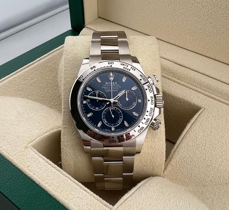Rolex Daytona White Gold Blue Dial Discontinued