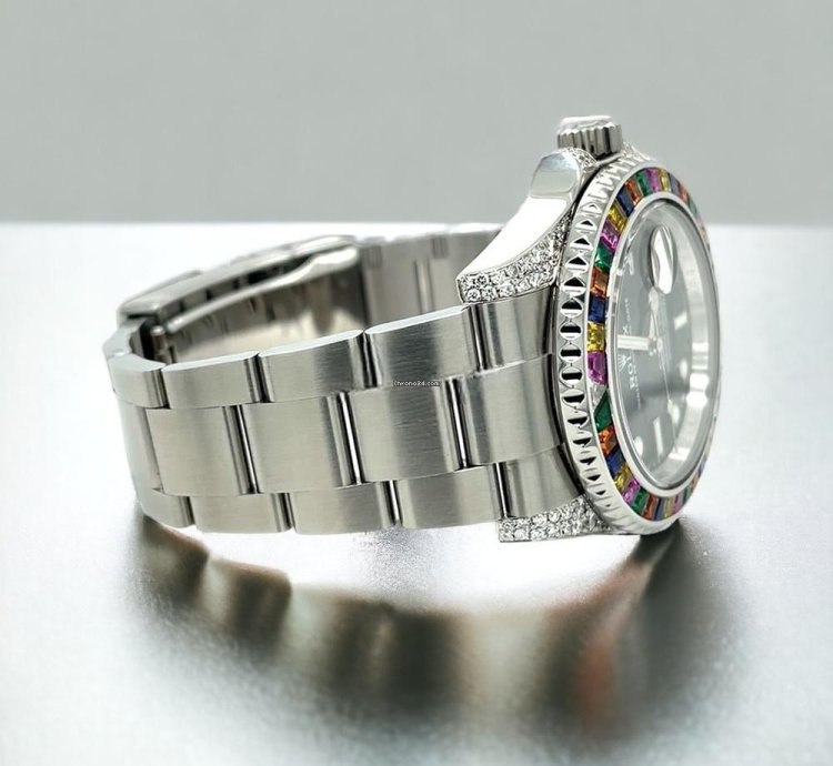 Rolex Submariner Date 41 Mm Black Dial Custom Diamond-set Haribo Bezel Ice Out