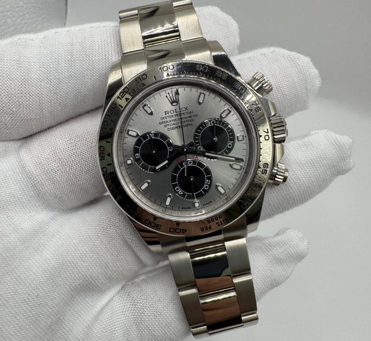 Rolex Daytona White Gold Cosmograph Daytona 40mm Watch - Steel And Black Index Dial 116509