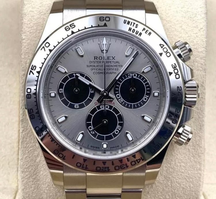 Rolex Daytona White Gold Cosmograph Daytona 40mm Watch - Steel And Black Index Dial 116509