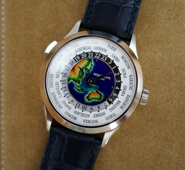 Patek Philippe World Time White Gold World Time Enamel Watch Ref 5231