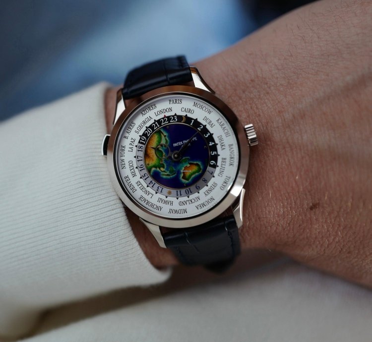 Patek Philippe World Time White Gold World Time Enamel Watch Ref 5231