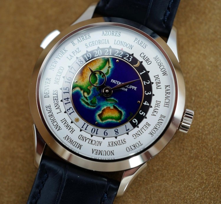 Patek Philippe World Time White Gold World Time Enamel Watch Ref 5231