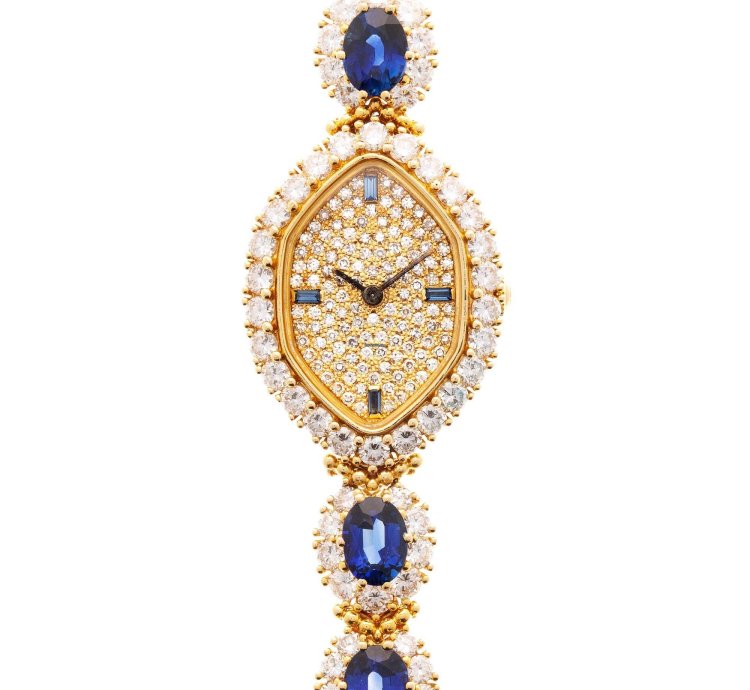 Patek Philippe Yellow Gold Diamond Sapphire Watch Ref 4665