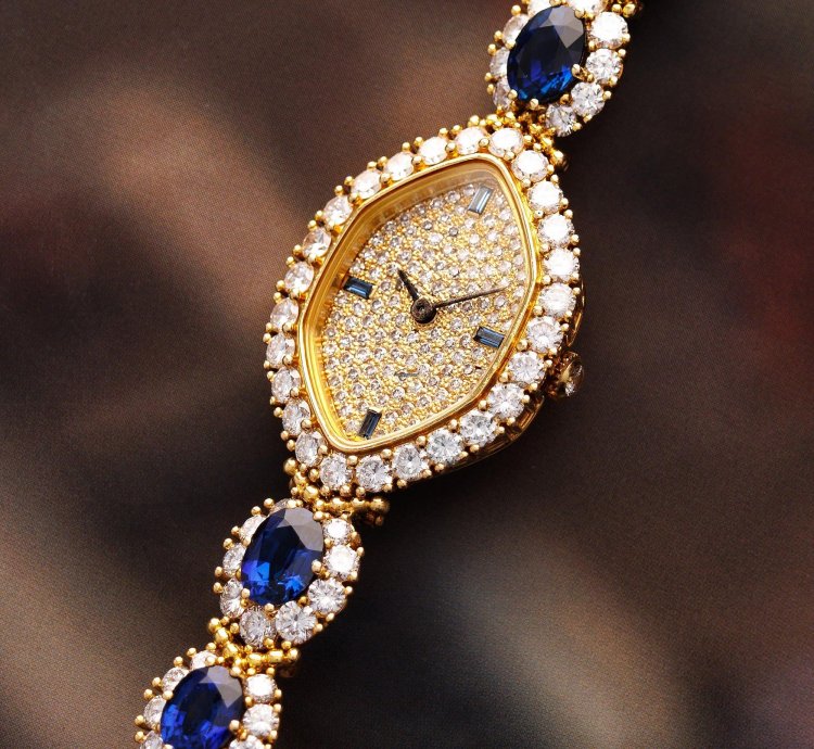 Patek Philippe Yellow Gold Diamond Sapphire Watch Ref 4665