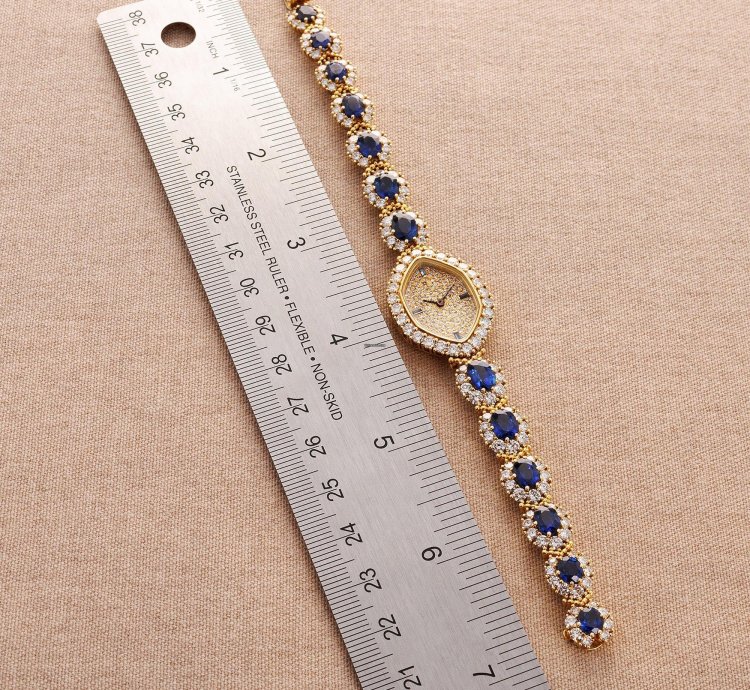Patek Philippe Yellow Gold Diamond Sapphire Watch Ref 4665