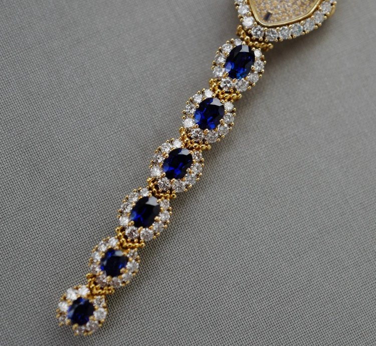 Patek Philippe Yellow Gold Diamond Sapphire Watch Ref 4665
