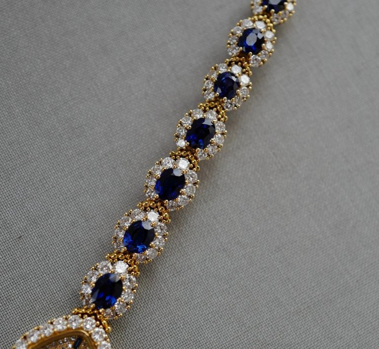 Patek Philippe Yellow Gold Diamond Sapphire Watch Ref 4665