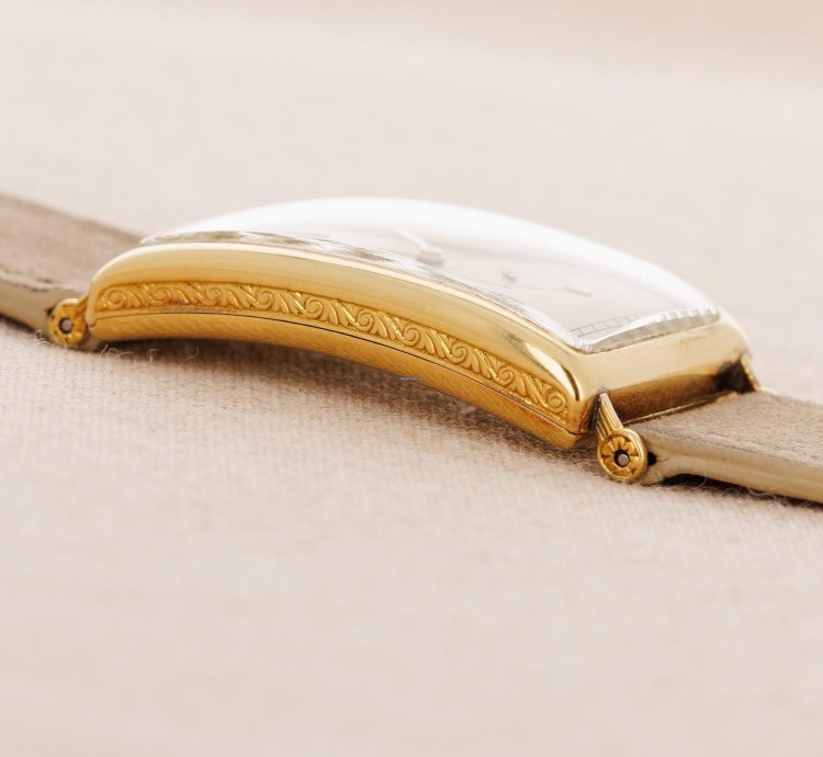 Patek Philippe Yellow Gold Rectangular Watch Ref 10 With Remarkable Engraving Details