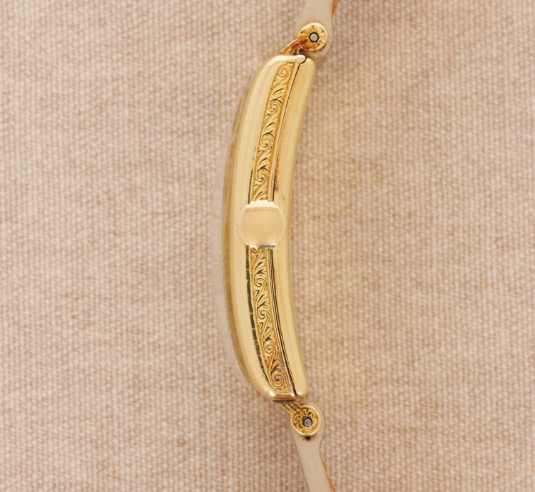 Patek Philippe Yellow Gold Rectangular Watch Ref 10 With Remarkable Engraving Details