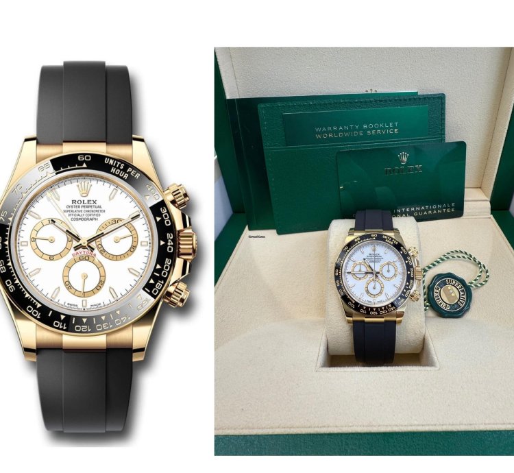 Rolex Daytona Yellow Gold Black Cerachrom Bezel White Index Dial Oysterflex Strap 126518ln