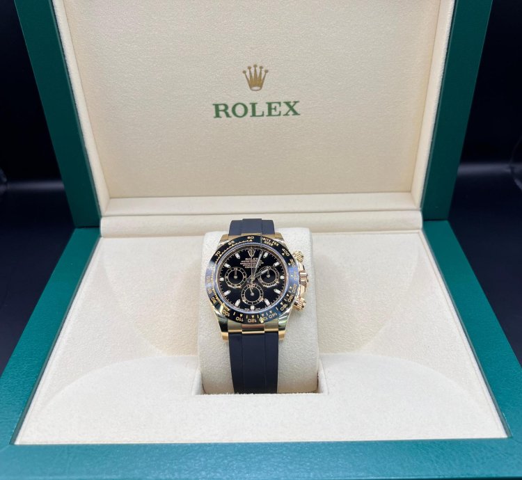 Rolex Daytona Yellow Gold Black Dial Oysterflex