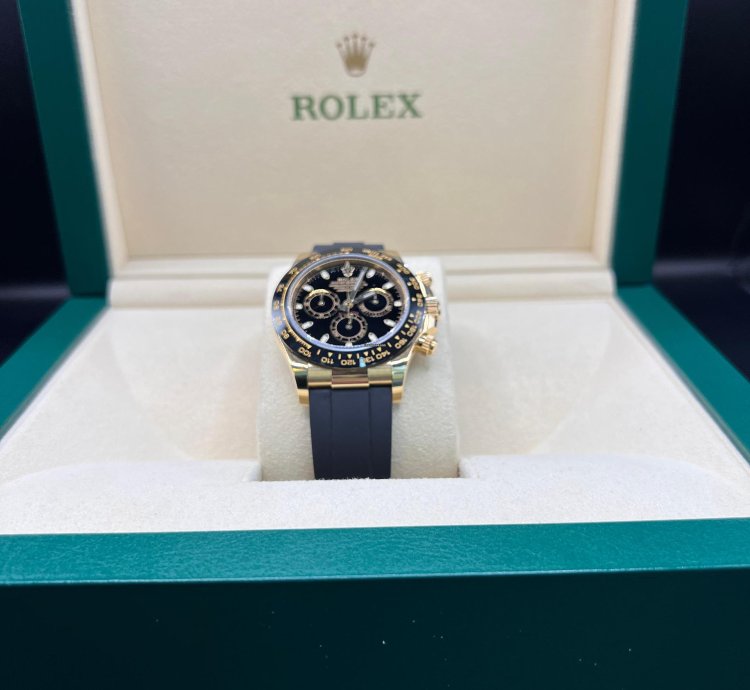 Rolex Daytona Yellow Gold Black Dial Oysterflex