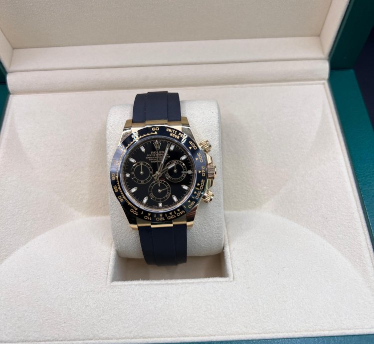 Rolex Daytona Yellow Gold Black Dial Oysterflex