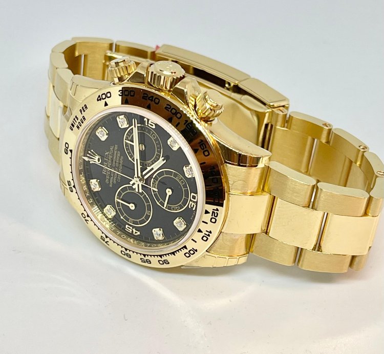 Rolex Daytona Yellow Gold Black Diamond Dial 116508 New