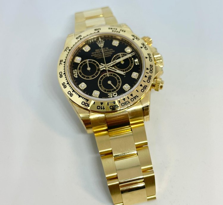 Rolex Daytona Yellow Gold Black Diamond Dial 116508 New