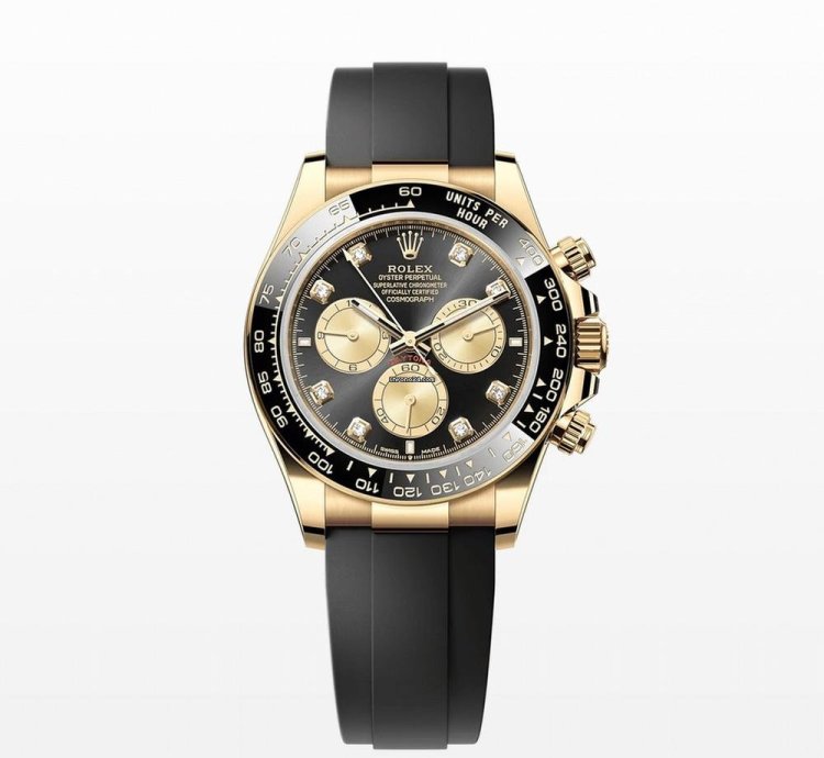 Rolex Daytona Yellow Gold Black Diamond Dial Oysterflex 126518ln New 2024