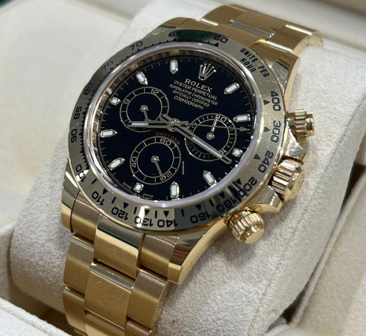 Rolex Daytona Yellow Gold Daytona Black Dial 2022 Unworn 116508 Box And Papers