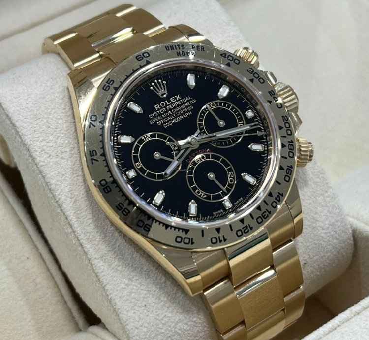 Rolex Daytona Yellow Gold Daytona Black Dial 2022 Unworn 116508 Box And Papers