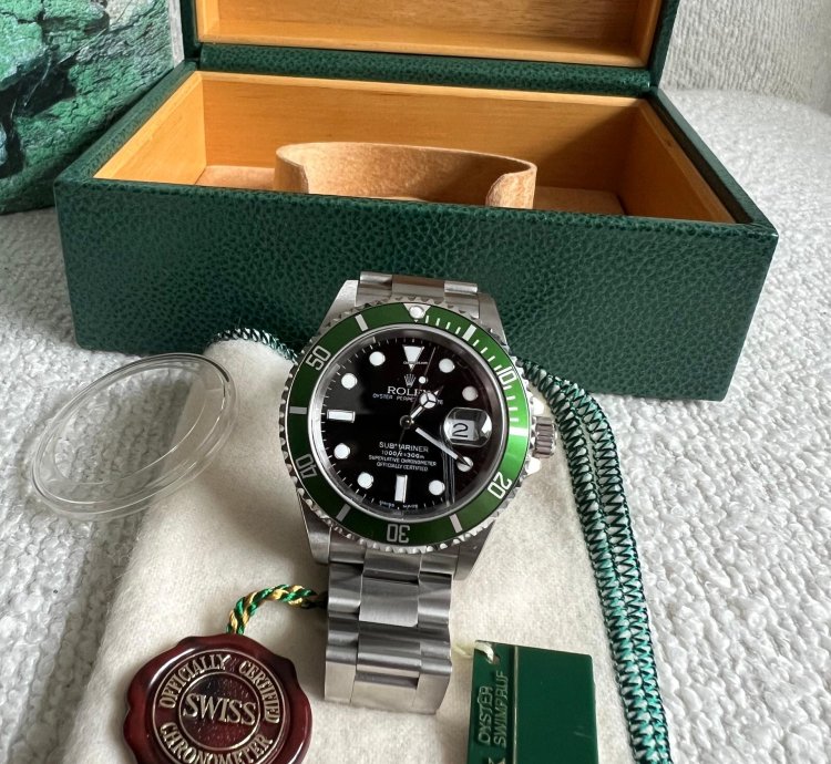 Rolex Submariner Date Kermit Nos Fat Four Mk1 Full Set Sticker 16610lv