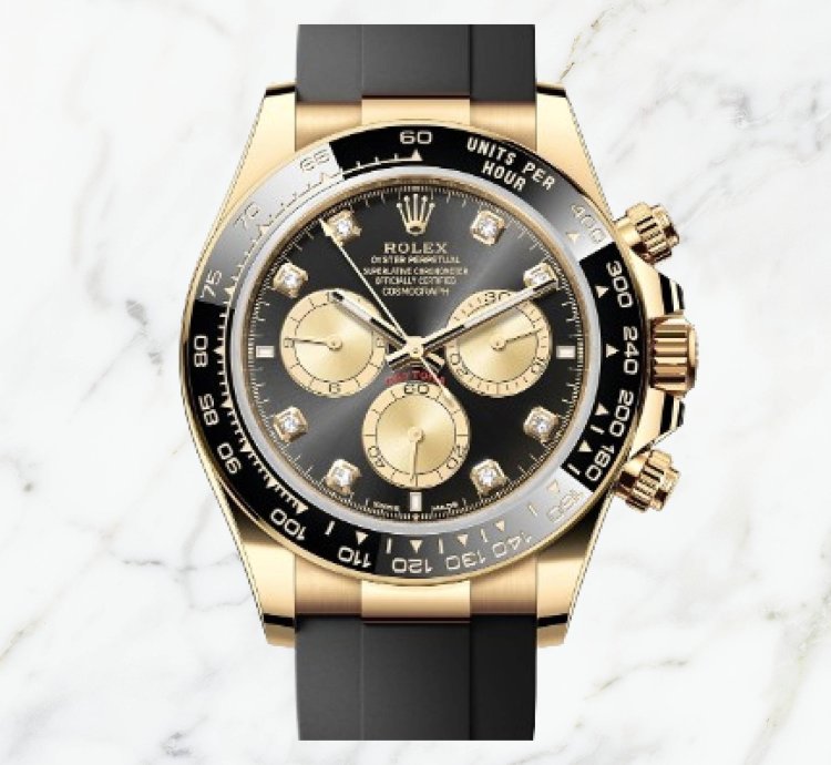 Rolex Daytona Yellow Gold Oysterflex Black Gold Diamond Dial 126518ln new Unworn