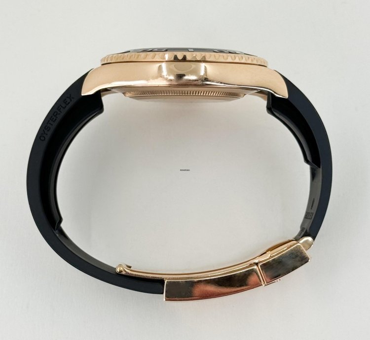 Rolex Yacht-master 40 40mm Black Ceramic Bezel Rose Gold Black Dial Oysterflex Band 116655