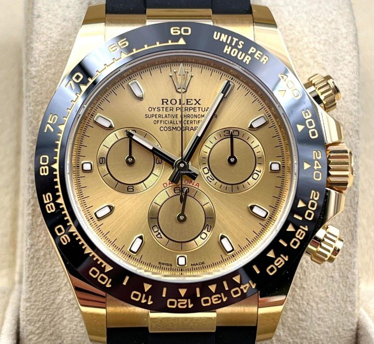 Rolex Daytona Yellow Gold Oysterflex Champagne Dial 116518ln Unworn 2023