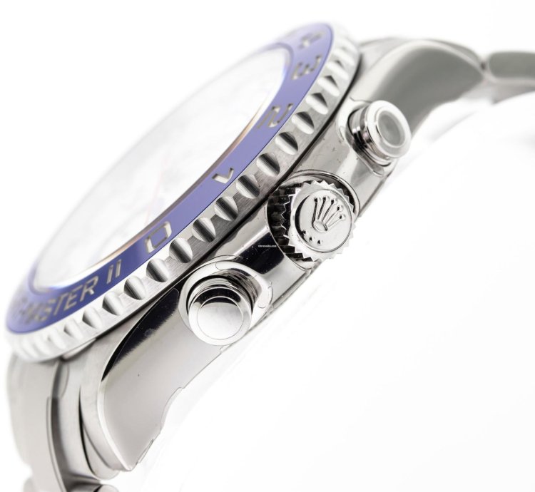 Rolex Yacht-master Ii 44mm Stainless Steel Matte White Dial Blue Bezel 116680
