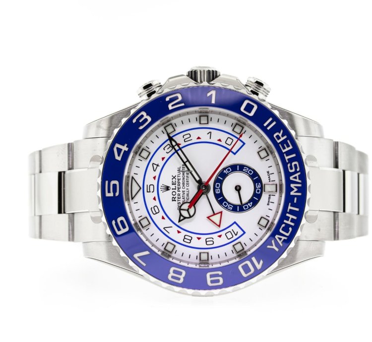 Rolex Yacht-master Ii 44mm Stainless Steel Matte White Dial Blue Bezel 116680