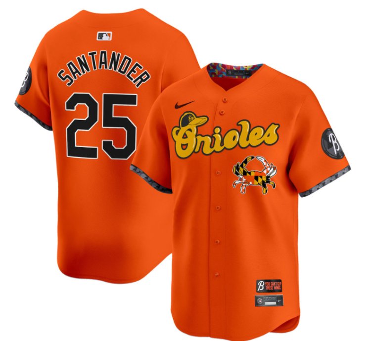 Anthony Santander Jersey 25 Baltimore Orioles Maryland Blue Crab Vapor Stitched Orange